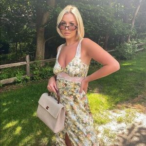 Danielle Bernstein floral lace inset slip dress